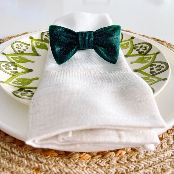 Stylish Bow Napkin Rings – Pine Green Handmade - Wedding Party Event Planner - Picture 8 of 14